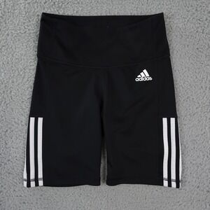 Adidas Bike Shorts Womens Small Black 3 Stripe AeroReady Training Tights Gym